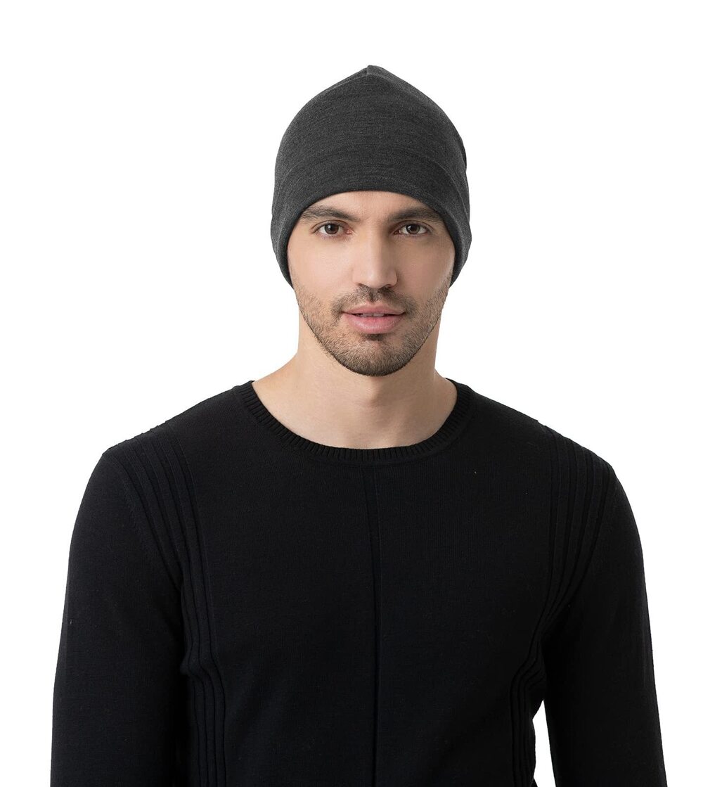3493 Unisex Midweight 100% Merino Wool Beanie Hiking Hat & Warm Breathable